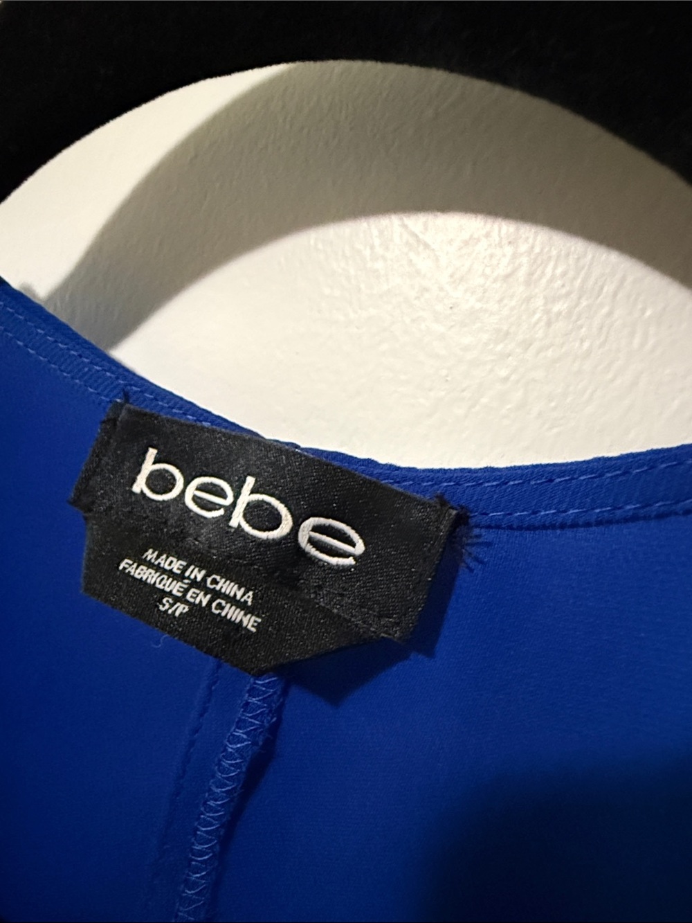 bebe Cobalt Blue Wrap-Front Long Sleeve Blouse - Picture 2 of 4